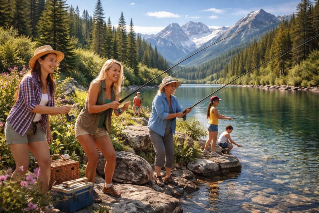 découvrez des moments inoubliables de pêche en famille dans les lacs de montagne, spécialement conçus pour les mamans passionnées de nature et d'aventure.