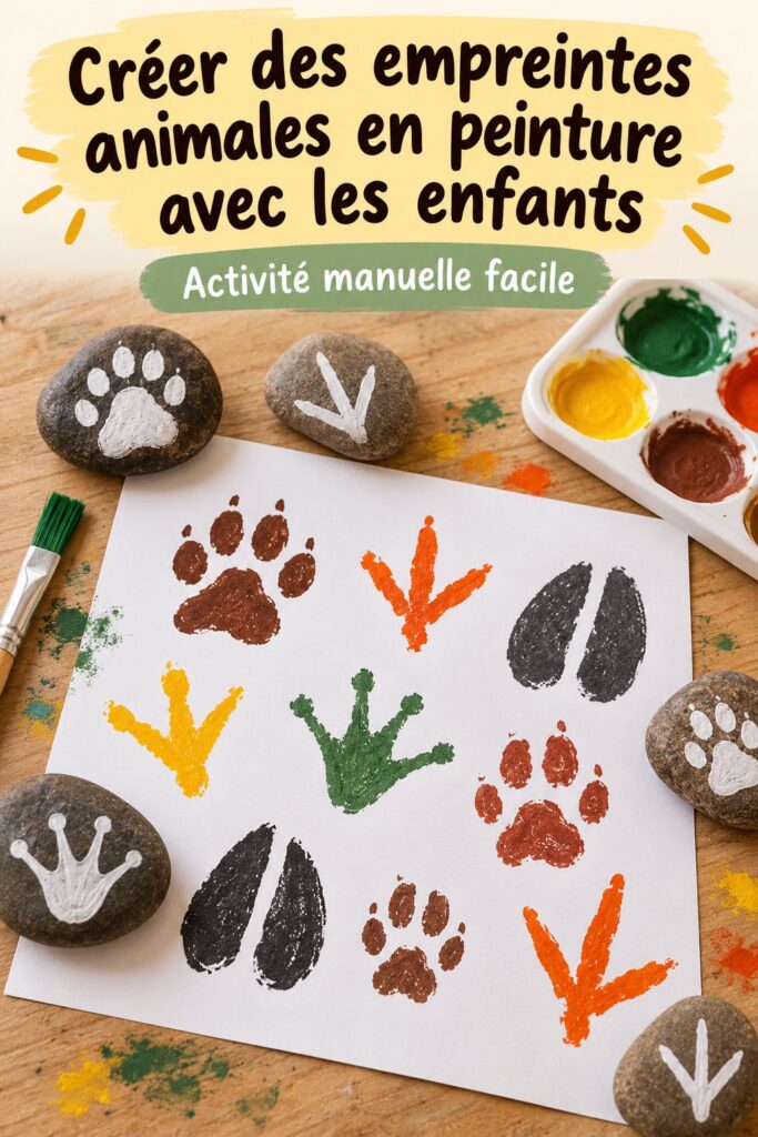 Des empreintes d'animaux colorées réalisées par des enfants
