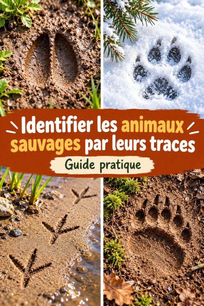 Un groupe d'animaux sauvages laissant des traces sur un sentier forestier.